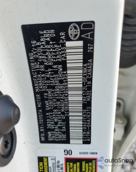 2016 Toyota Corolla L from USA, damaged, VIN 2T1BURHE4GC591354